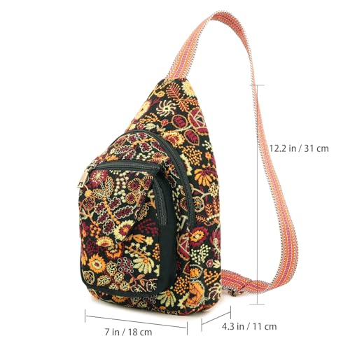 Image of SILKAREA Vintage Embroidered Floral Ethnic Backpack for Women Handbag Shoulder Bag Mini Travel Purse (Embroidered Yellow)
