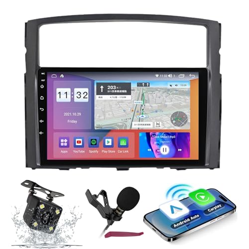 Android Navigation GPS M-itsubishi Pajero 2006-2014 avec autoradio écran QLED 9" et BT5.0