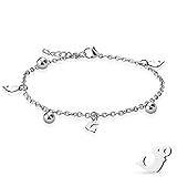 Longueur : 22+3 cm. Chevillere Chaine de Cheville en Acier Argenté - Chaine et Pendentifs Dauphin