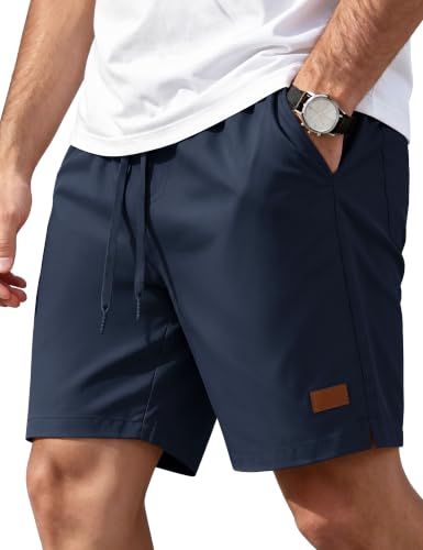 TACVASEN TACVASEN Men's Shorts 7 Inch Casual Summer Beach Shorts with Zipper Pocket