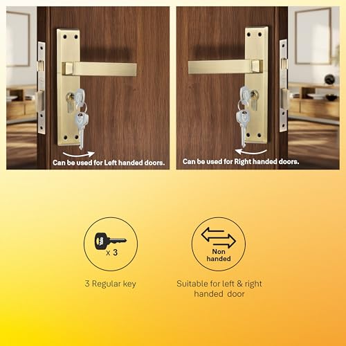 Image of Yale YECM-405-8P-TT-AB Mortise Door Lock for Bedroom /Home /Office /Hotel Suitable for Left /Right Handed Doors, Handle set comes with 8 inchbackplate thumb turn, 3 KEYS cylinder and lock body (Antique brass)