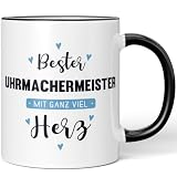 JUNIWORDS Tasse, Bester Uhrmachermeister, mit ganz viel Herz, Schwarz (6067219)