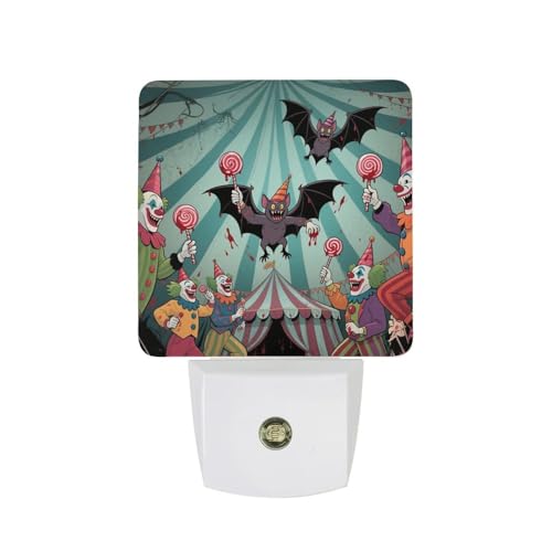 VIDI Clown Vampire Bat Night Light Plug-in LED Night Light Smart Auto Dusk to Dawn Sensor Nightlights Plug Into Wall Energy Efficient Nightlight for Bedroom,Bathroom,Kitchen,Stairs,Hallway