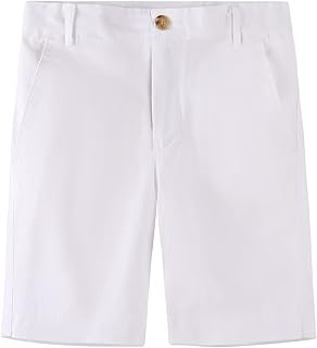 Boys' Cotton Twill Flat Front Uniform Stretch Chino Shorts