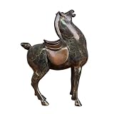 Escultura de caballo de cobre de colores, adorno decorativo de escritorio, tallado de bronce hecho a mano para oficina en casa, centro de mesa de estudio, pieza de arte única de cobre