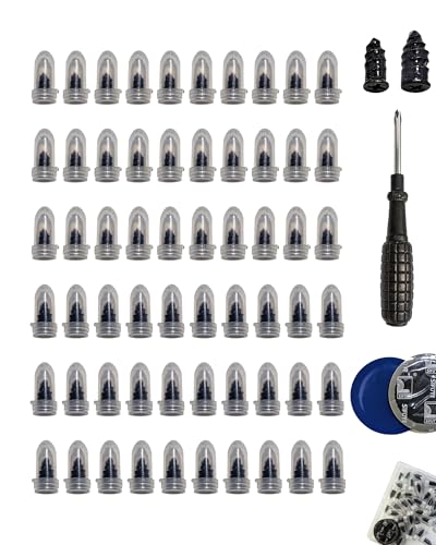 60+10+1 Tire Repair Kit - 60 PCS Rubber Nails & 10 Patches with Screwdriver, Complete Self-Service Vacuum Tire Puncture Repair Kit for Car, Truck, Motorcycle, SUV, Tractor (2 Sizes Nails)