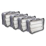 Suitcase Packing Cubes - 4 Pack High Capacity Luggage Organizers, Mesh Clothing Bags made from Ultralight Reusable Nylon, for Travel, Hiking, Camping, Accessories, Storage, Backpacking, Gray - 13.75x4x9.75