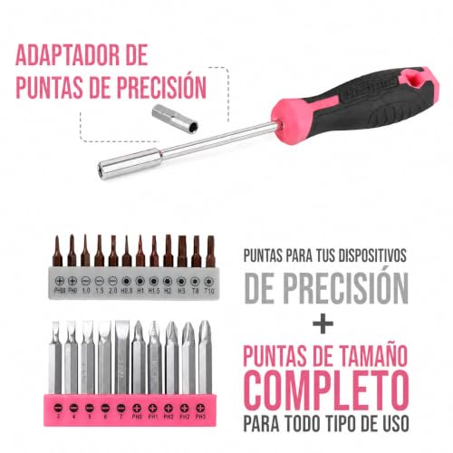 Miniatura 5 de Hi-Spec Juego De Herramientas Rosa Con Destornillador Electrico Taladro 8v. 57 Piezas. Maletin De Herramientas De Uso Múltiple. Bricolaje, Reparacion Y Mantenimiento Hogar. Con Estuche De Transporte