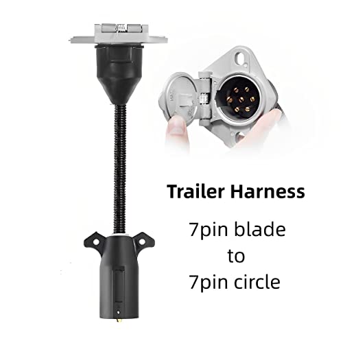 DriSentri 7-Way RV Blade to 7 Way Round Pin Trailer Adapter Connector, Tail Light Signal Trailer Adapter Harness for Commercial Vehicle/Semi-Trailer/Trailer with Mounting Bracket - Thumbnail 3