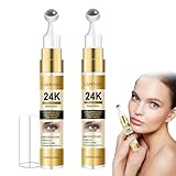 Augencreme mit Massage, 2 Stück, Anti-Falten-Augencreme, reduziert feine Linien und spendet Feuchtigkeit in der Tiefe, dreifache Wirkung, Anti-Age, Anti-Tränensäcke, Anti-Augenringe, regenerierend, 15