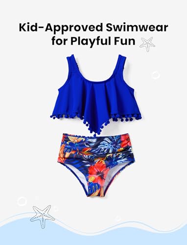 Image of PATPAT Family Matching Swimsuits Two Piece Hawaiian Tropical Beach Bikini and Swim Trunks Set Mommy and Me Bathing Suits