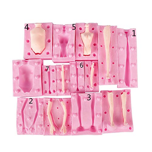 SYW 7 Packs Dolls Body Leg Arm Model Man Lady Girl Child Body Silicone Fondant Molds Aromatherapy Plaster Clay Mold Chocolate Biscuit Sugar Craft Mould DIY Cake Decorating Supplies Baking Tools - Thumbnail 3