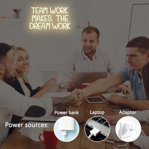 Team Work Makes The Dream Work Neon Sign for Classroom Led Sign Back To School Neon Light up Signs for Classroom Wall Decor School Office Teacher Party Inspirational Kindergarten Preschool Decor Gift by Geeinar - Used condition - Image 5