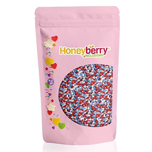 HONEYBERRY INCLUSIONS Red White Blue Confetti 200g - Premium Edible Decorating Sprinkles for Baking Cupcake and Cake Decorations Ice Cream Dessert and Icing Decoration Toppers