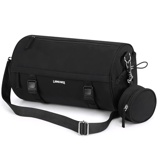 Small Gym Bag for Women Men, 15L Sports Workout Bag with Wet Pocket and Yoga Mat Holder, Lightweight & Water-Resistant Mini Travel Duffle Bag (Black)