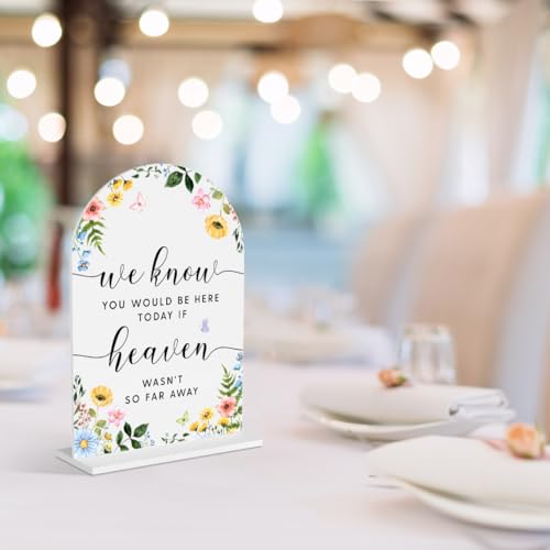 Wedding Memorial Sign,We Know You Would be Here Today If Heaven Sign,Wedding Signs,Arch Acrylic, Wedding Sign for Ceremony and Reception, Wedding Decoration, Wedding Supplies 5 x 7 Inch (Gold)