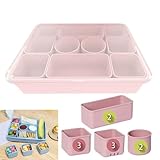 Silicone Lunch Box, 10 Reusable Detachable Compartments for Snackle Box Container, Microwave & Freezer Safe Stackable Snack Tray Organizer with Lid, Gifts for Kids & Adults