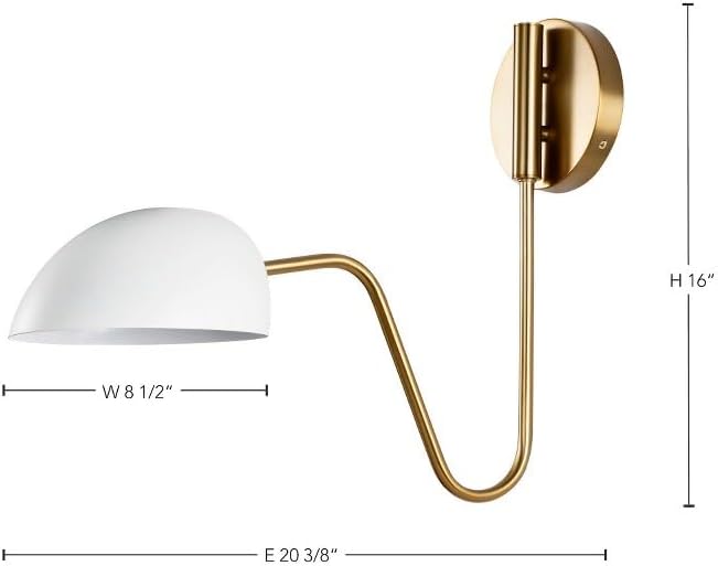 Nuvo Trilby - 1 Light Wall Sconce in Mid-Century Modern Style-16 Inches Tall and 7.38 Inches Wide-Matte White/Burnished Brass