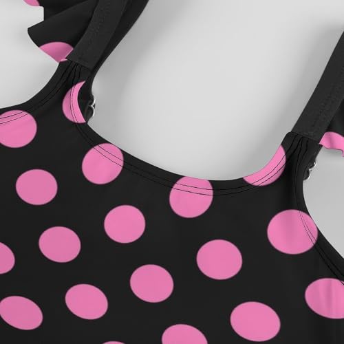 Image of Girls One Piece Swimsuit Polka Dots Ruffles Swimwear Bathing Suits 3-12 Years