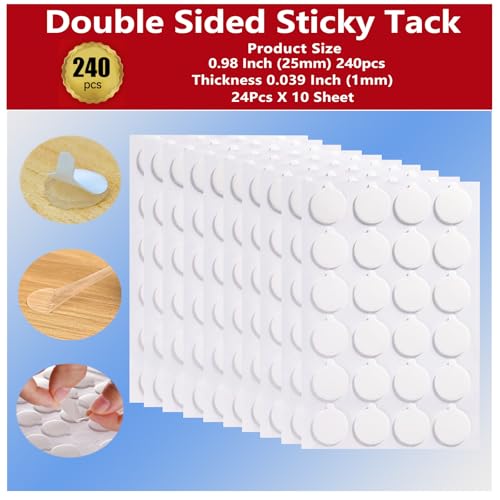 RN RUÍNICE Adesivo Transparente Dupla Face (240 Unidades 0,98 Pol.) Pontos de Cola Removíveis, Adesi