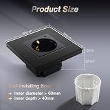 BSEED Gniazdko wtykowe Schuko WiFi 16 A, Smart Alexa, 1 opakowanie, 1 szt., czarne, 86 mm, montaż podtynkowy, sterowanie aplikacją, praca z Alexa/Google Home DIY Free Spin, tylko 2,4 GHz