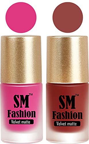 Image of Nail Polishes, Pink-Brown Velvet Matte Nail Paint Combo Set of 2 Pcs 7ml each