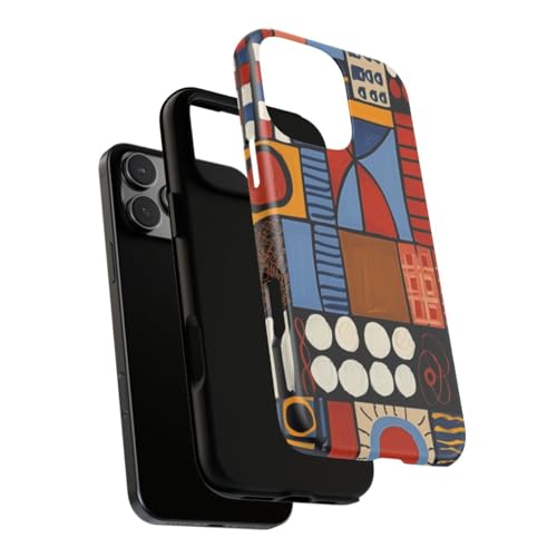 Coque iPhone 16 Pro Max rigide mate motif géométrique bleu
