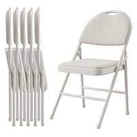 GarveeMore 6Er Set Klappstühle Kunstleder, Metallsichtig, Gepolsterter Sitz, Gartenstuhl Klappbar, Campingstuhl Kunstleder, Leichtfaltbar Für Zuhause, Büro, Esszimmer Und Empfang, Beige