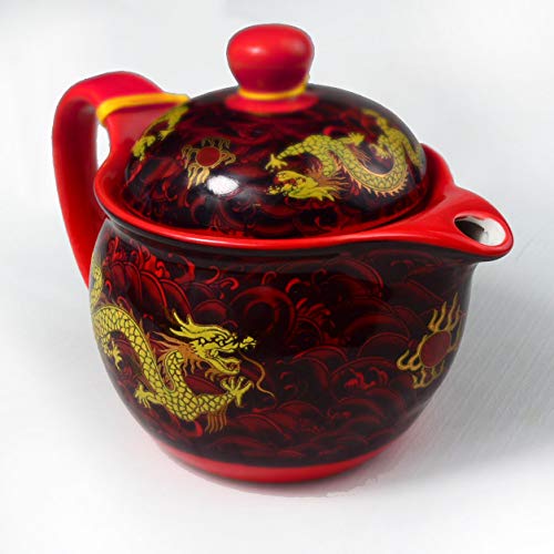 Miniatura 3 de Tetera De Porcelana China De 340.2 G Con Forma De Dragón De Acero Inoxidable, Infusor De Puré Para Té Suelto Rojo