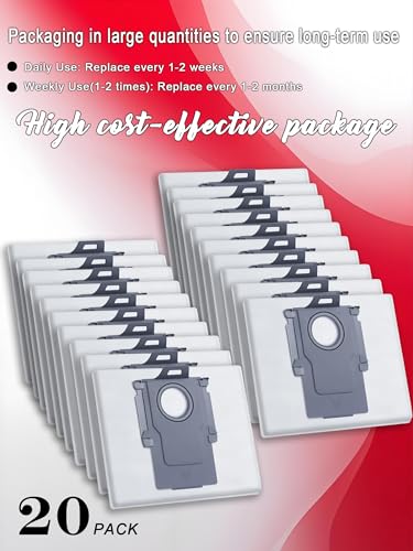 Image of 20 Pack Vacuum Dust Bags for Roborock Q10 /Q8 /Q7 /Q5 /S8 /S7 /G10 Series | 3.5L Disposable Replacement Part, 4-layer Filtration accessories, Push-pull handle design bags