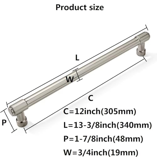 khtumeware Appliance Pulls Brushed Satin Nickel 12 Inch(305mm) Center to Center 1 Pack Heavy Duty Drawer Pulls Kitchen Cabinet Handle Cabinet Hardware by khtumeware - Used condition - Image 2