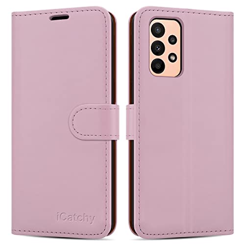 iCatchy for Samsung Galaxy A23 5G Case/Galaxy M23 Case Leather Wallet Book Flip Folio Stand View Cover with Card Slots and Kickstand for Samsung Galaxy A23 Phone Cover (Rose Gold)