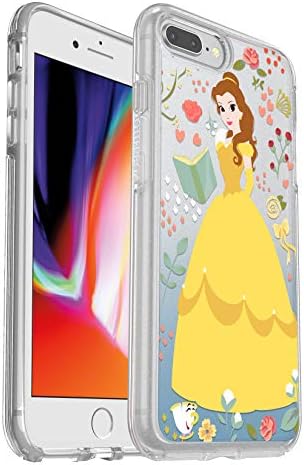 OtterBox Symmetry Series Disney Power of Princess Case for iPhone 8 Plus & iPhone 7 Plus (ONLY) - Retail Packaging - Intelligent Rose (Belle) (Silver Flake/Clear/Belle Graphic)
