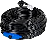 horizont Câble chauffant antigel avec thermostat 48 m, idéal pour conduite d'eau ou comme chauffage des plantes, chauffage de gouttière étanche, chauffage de gouttière, chauffage d'accompagnement de