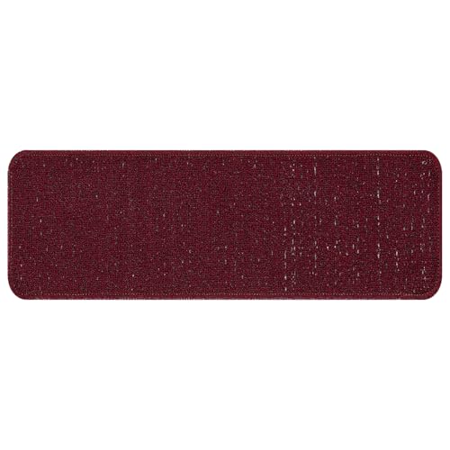 vidaXL Tappeti per Scale Borgogna | Base Antiscivolo 25 X 60 cm Intrecciati Polipropilene Stile Moderno Uso Interno Sicuro per Corridoio e Scale Tappeti Antiscivolo Rivestimento Sintetico Decorativo