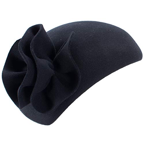 Lawliet Womens Teardrop Wool Felt Fascinator Tam Beret Casque Cocktail Hat A566 (Black) #TOP1