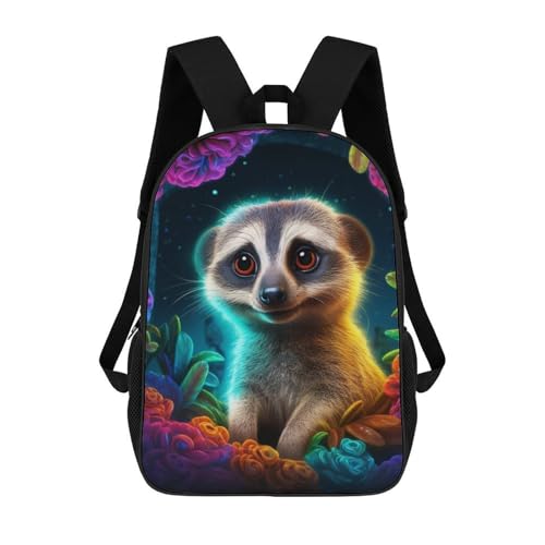 sinyumoney Zaini Per Bambini Stampati in 3D Colorful Meerkat Fantasy Borse Per Libri Ragazzo Ragazza Zaino Scolastico Per Bambini Con Grandi Tasche Per Bambini Scuola 17inch