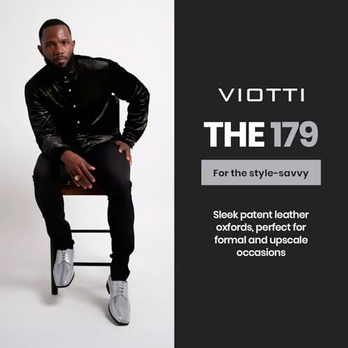 Image of Viotti 179, Casual Dress Oxford Shoes for Men, Satin Striped Lace-Ups, Men's Business Casual Leather & Satin Shoe, for All Formal Occasions