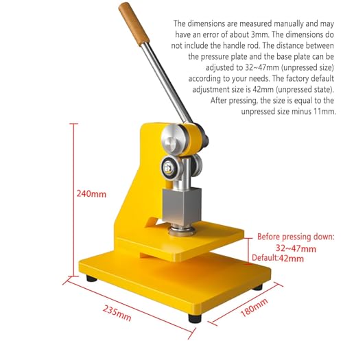 Heavy-Duty Leather Press Machine, Manual Punch & Flatten Tool, 3-Level Height Adjustment, 346° Feed for Punching, Embossing, Cutting & Extruding (Black)