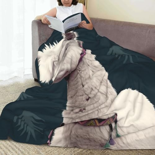 Couverture légère cadeau idéal plaid motif alpaga en microfibre - 8