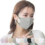 [一木良品] 【鼻と耳に負担軽減改良済】マスク 20枚(10枚×２パック） 息しやすい薄手 カラー 立体 不織布 【適格請求書発行事業者】敏感肌にやさしい 使い捨て 小顔効果 定番カラー 耳が痛くならない 花粉・ウィルス・ほこり99％カット 小顔 事務所向け 学校向け 勤務向け ((バイカラー)ライトグレー)