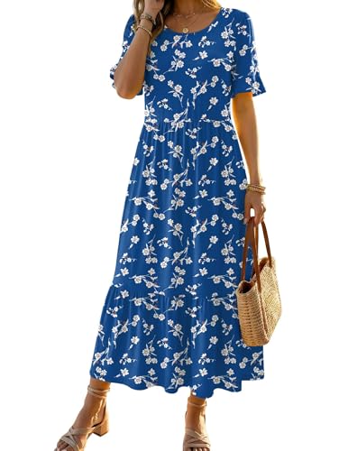 Image of Zeagoo Womens Summer Dresses 2026 Casual Midi Dress Flowy Sundress Ruffle Short Sleeve Tiered Dresses A Line Boho Dress