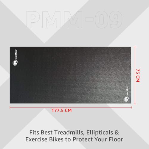 Image of PowerMax Fitness PMM-09 High-Density Treadmill Mat | SBR & PU Synthetic Material | Anti-Slip Surface, Shock Insulation, Noise & Vibration Reduction | Protects Floor & Gym Equipment | Easy-to-Clean