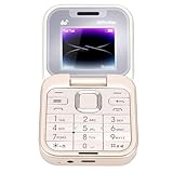 YUEHISY Klapptelefon für Senioren, Entsperrt, 4G LTE, Kompaktes Klapphandy mit 1,77-Zoll-Bildschirm und Zwei SIM-Steckplätzen, Großer Lautsprecher mit One-Click-Wählfunktion und Hoher (Gold)