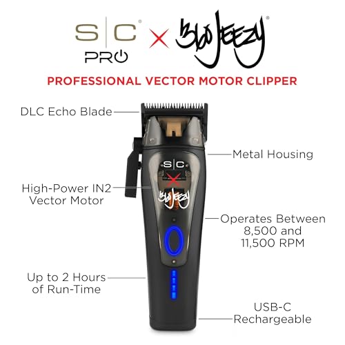 Image of Stylecraft Instinct Professional IN2 Vector Motor Cordless Hair Clipper | Intuitive Torque Control, 3 Modular Lids, Up to 11,500 RPM, Bulk Removal, Superior Blending