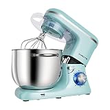 AUMATE Batidora Amasadora, Amasadora de Pan de 8 L, 1400 W, Robot de Cocina Con Batidor, Gancho Amasador, Batidora Mezcladora, 6 Velocidades (Azul)
