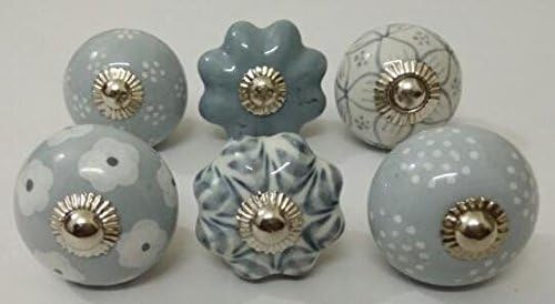 LIGHT GREY COLOR CERAMIC KNOBS DRAWER PULLS KID BEDROOM KNOBS CABINET KNOBS KITCHEN KNOBS PULLS (DESIGN O7)