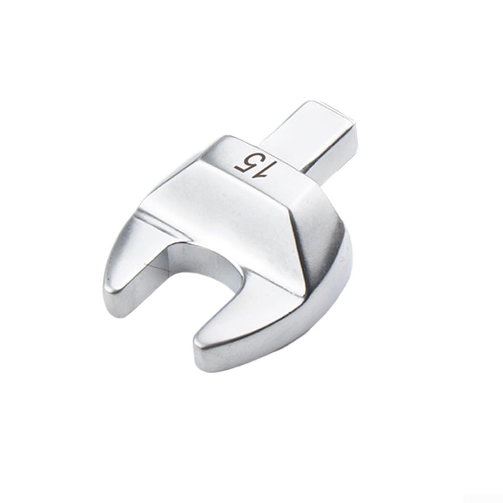 Open-End Socket Wrench 8-32mm Adjustable Spanner with 9x12mm Insertion Slot, Chrome Vanadium Steel Torque Wrench for Nuts and Bolts, Engineering for Tight Spaces（15mm）