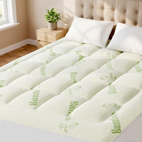 Sweetcrispy King Bamboo Mattress Topper, Soft Mattress Pad