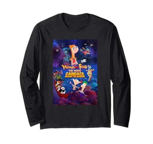 T-shirt Phineas and Ferb noir imprimé film d'animation vêtement manches longues coton
